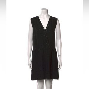 Zadig & Voltaire 100%Silk Black Sleeveless V-Neck Sheath Dress
